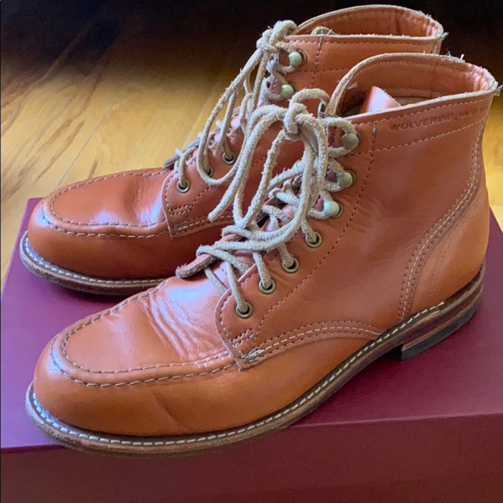 Wolverine 1000 Mile 1940 Tan Leather Moc-toe Boots
